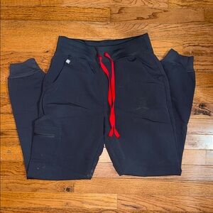 Figs Charcoal Joggers with Red Accents